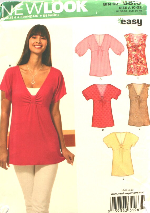 Misses' Top Sewing Pattern New Look 6810 Simplicity