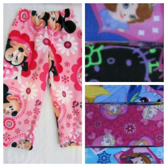 Girls fleece pajamas/girls pajamas/toddler pajamas/Minnie Mouse/hello kitty/frozen/MLP/doc mcstuffin/Sophia/7 different prints