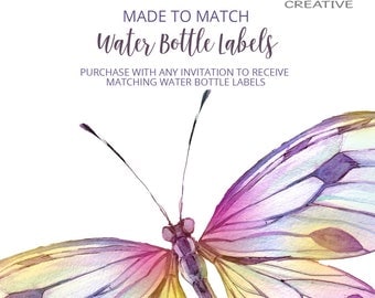 Made to Match Water bottle labels, Made to match any of my invitation designs, digital file only!