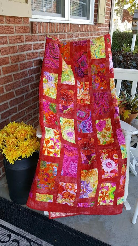 Flower Bed Quilt kit with Kaffe Fassett fabric. Varies sizes