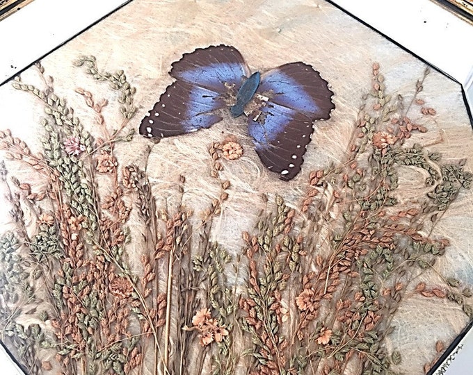 Antique c1920|30s Art Deco Serving Tray with Butterfly & Flowers