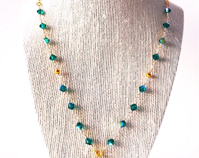 Green Swarovski necklace, Dark green jewelry, green necklace, crystal necklace, crystal jewelry, Swarovski necklace, Swarovski jewelry