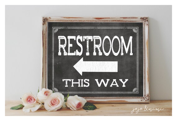 Instant RESTROOMS THIS WAY Printable Directional by JoJoMiMi