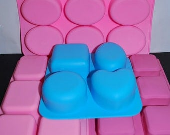 Silicone Mold - Silicone Soap Mold - oval mold - rectangle mold - square mold - 6 cavities - round mold - heart mold
