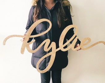 Large Custom Name Sign - 1st Birthday Sign - Backdrop Sign - Korean Dol - Laser Cut Wood - Nursery Sign - 35" Wide - Shipped anywhere in USA