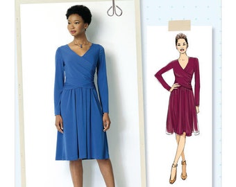 Butterick Pattern B6411 Misses' Ruched, Surplice Dress