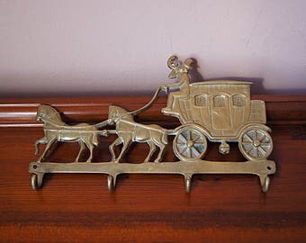 Vintage Brass Wall Hook, Coat or Hat Rack, Coat and Hat Hook.