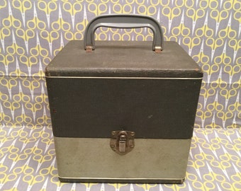 Gray Silver Vinyl Record storage box Columbia Records 7" 45RPM case tote Columbia Record Company