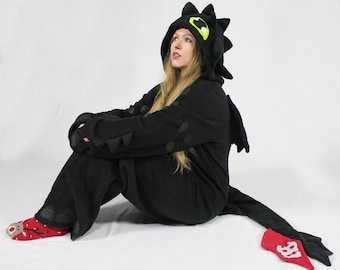Toothless inspired black dragon cosplay kigurimi (onesie, jumpsuit, costume)
