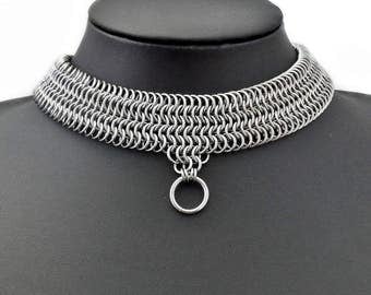 Stainless Steel Chainmaille Slave Collar Choker Necklace