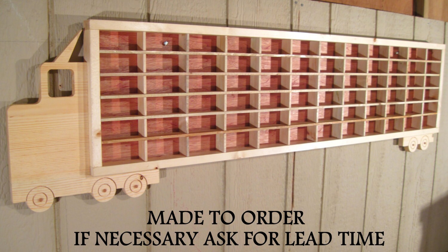 Hot Wheels Boys Wood Truck Display Case Toy Wall