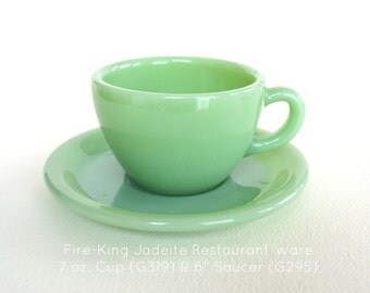 Fire-King Jadeite Restaurant Ware 7 oz. Cup & 6" Saucer #0045