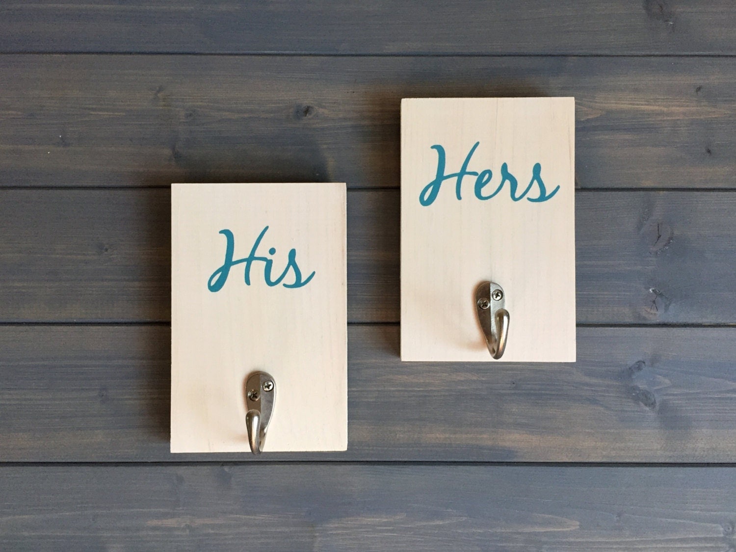 His and Hers Towel Hook Set of 2 Hand Painted Coat hook