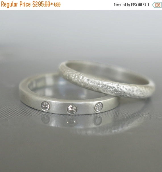 ON SALE Modern wedding ring set Engagement by RAVITKAPLANJEWELRY