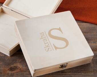 Monogrammed Wooden Keepsake or Cigar Box - Monogrammed Wooden Box - Cigar Box - Keepsake Gifts - Gifts for Him - Father's Day Gifts