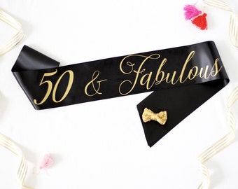 50 and Fabulous Birthday Sash in Font #4 - Birthday Sash - 50th Birthday Party - 50 and Flirty - 50th