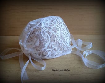 Baptism Girl hat ,white lace hat, Christening bonnet,lace bonnet,chapeau bapteme fille ,lace photo hat,white bonnet,girl lace hat, lace hat