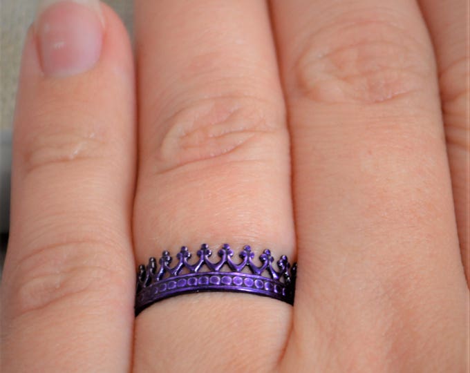Purple Ring, Purple wedding, Princess Ring, Crown Ring, Purple wedding ring, Tiara Ring, Silver Crown Ring, Queen Ring, Princess Crown Ring