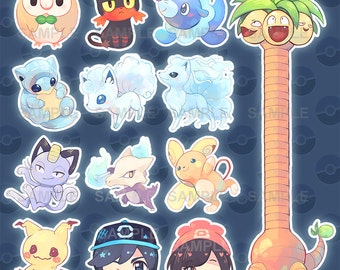 Pokemon Sun and Moon Stickers Alola form pokemon