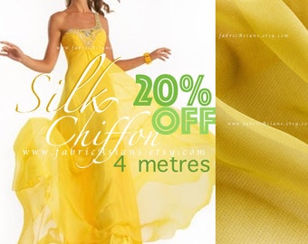 Yellow silk chiffon 135x400cm - achat mousseline de soie pas cher