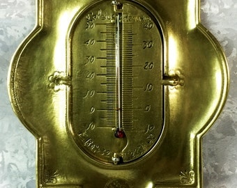 Vintage Brass Thermometer Celsius Farhrenheit Reaumur