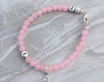 Pink weight loss tracker bracelet, slimming aid, weight loss, lifestyle aid, weight watchers, gift for her, rose quartz bracelet, diet aid