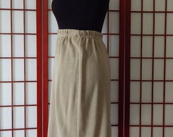 Vtg Hattie Carnegie Skirt Small Brown Casual Straight Pencil Stretch USA Made Sweats 1950's (R7-105)