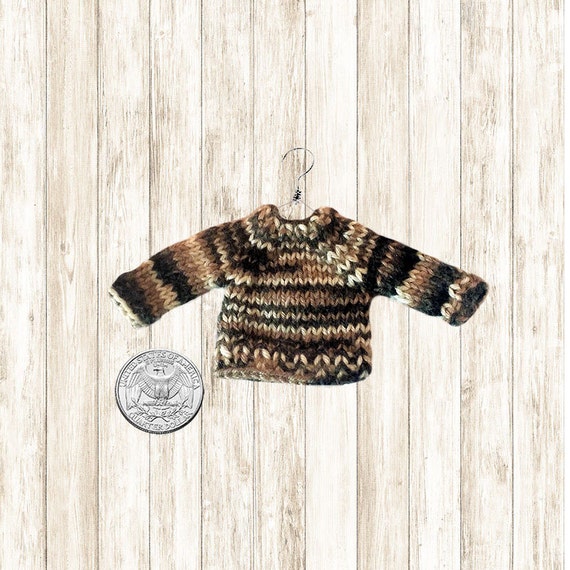 Miniature Sweater Ornament// Mini Sweaters // Black White Tan Brown // Minis // Dollhouse Doll Miniatures / Womens Gifts / Unique / Handmade