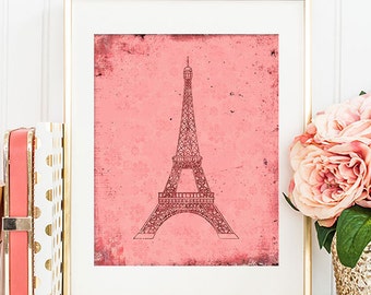 75% OFF SALE - Paris Eiffel Tower 8x10 - Printable Art, French Art, Travel Poster, Dorm Decor