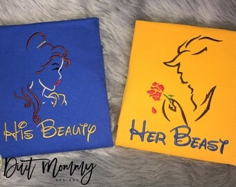 His Beauty Her Beast | Beauty and the Beast Shirts | Embroidered | Disney Vacation | Disney Engagement | Disney Marathon | Disney Wedding