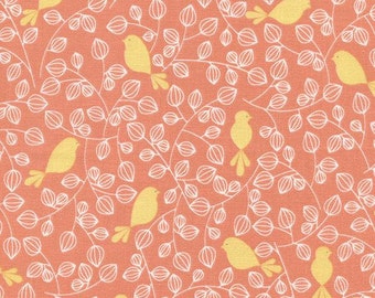 Lily Birds in Coral by Alice Kennedy for Timeless Treasures