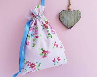 Ballet Shoe Bag - Drawstring Bag - Floral Bag - Rose Gift Bag - Hobby Craft Bag - Toy Bag - Make Up Bag - Gift Bag - Nappy Bag - Wedding Bag