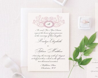Vellum & wax seal invitation suite/ Custom wax seal/ Monogram invitation/ Wedding invitation card/ Anniversary invitation card/Leather tie