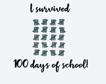 SVG, i survived 100 days of school, 100th day of school, cut file, printable file, cricut, silhouette, instant download