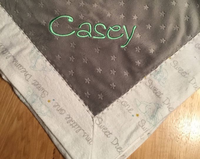 Sweet Dreams Baby Blanket, Baby Boy, Baby Girl, Blanket, Personalized, Gray Grey,  Baby Shower Gift