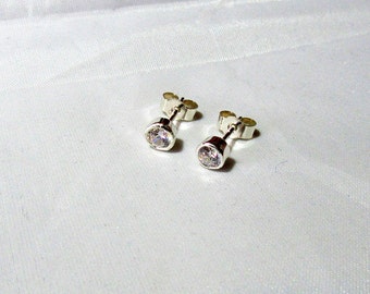 Sterling Silver Bezel Set Stud Earrings