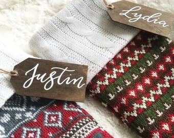 Personalized Christmas Stocking Wooden Name Tags