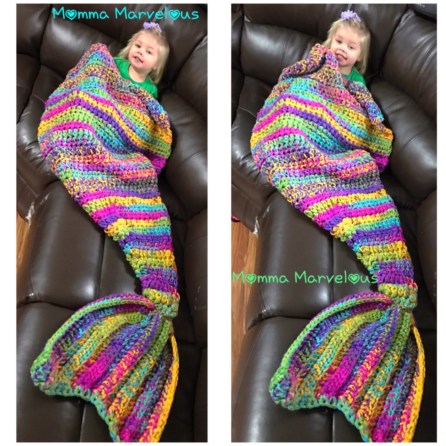 Mermaid Tail Afghan Crochet Handmade blanket