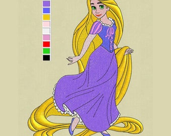 embroidery Rapunzel Princess design disney 5x7 pes hus jef vp3 vip exp dst