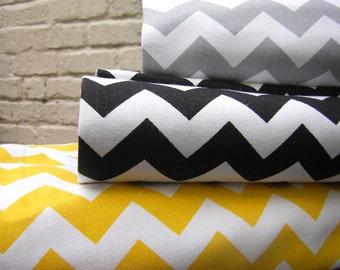 100% Cotton Fabric - Yellow&White or Grey-White Black-White Classic Chevron -ZigZAg Fabric by Fat Quarter Half Metre Metre
