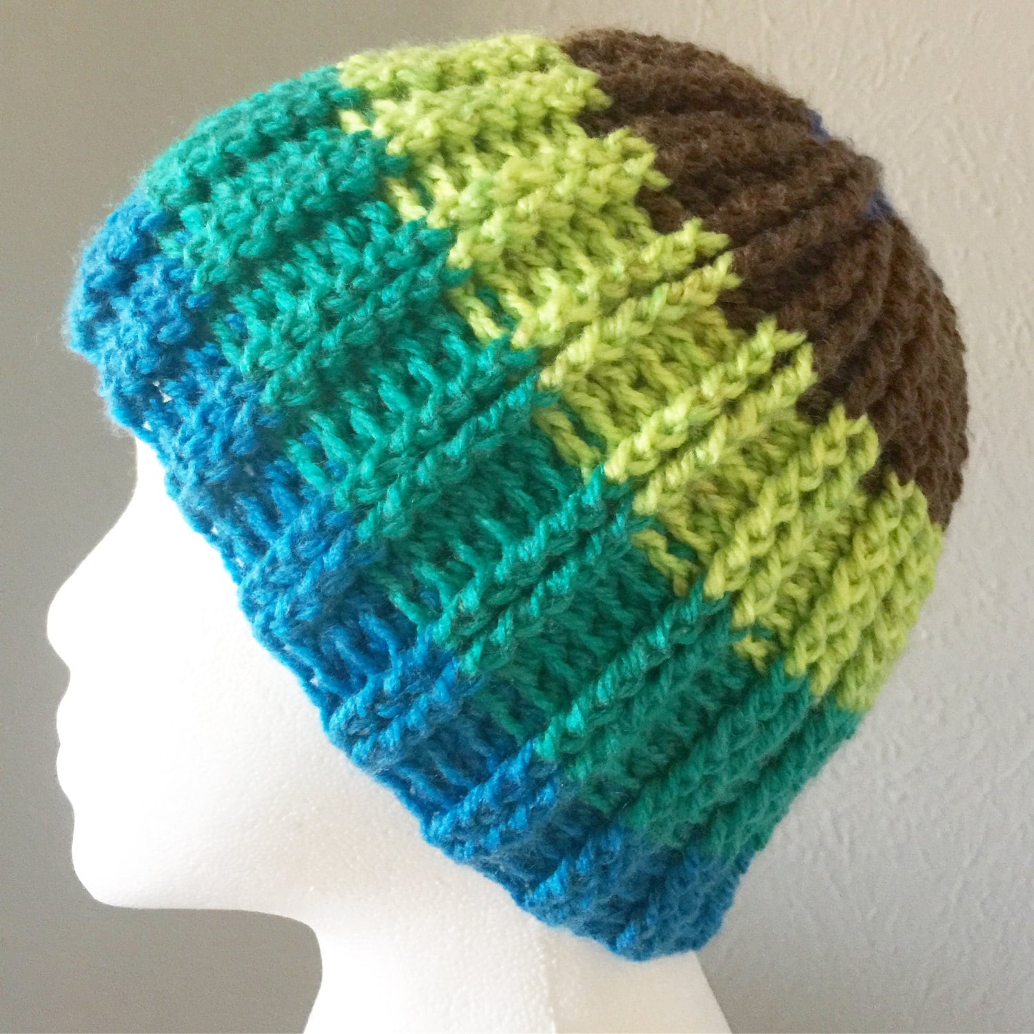 Double Ribbed Beanie Pattern. Crochet. Reversible. Use 1 Caron