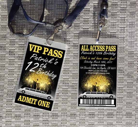 Limousine Birthday Lanyard VIP Birthday Invitations Limousine