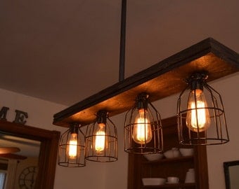 Reclaimed Wood - Chandelier - Light Fixture - Farm Light - Country Lighting - Ceiling Light Fixture - Ceiling Decor - Boho Chic - Boho