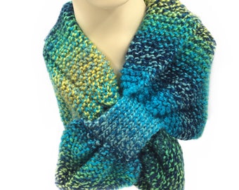 Neon Keyhole scarf, Neck Scarf, Knit Scarf, Stay put scarf, women, neck warmer, short scarf scarflette neckwarmer handmade scarf Ascot scarf