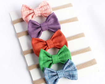 Baby Bow Headbands - Baby Headbands - Baby Girl Headbands - Baby Hair Bows - Hair Bows - Newborn Bows -Infant Bow Headband-Rainbow Headbands