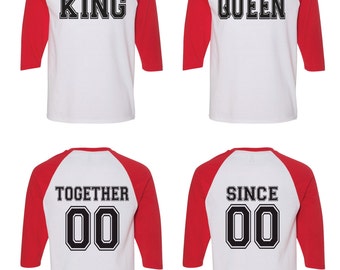 King and Queen Matching Couple Raglan Straight Fit Raglan Shirt.