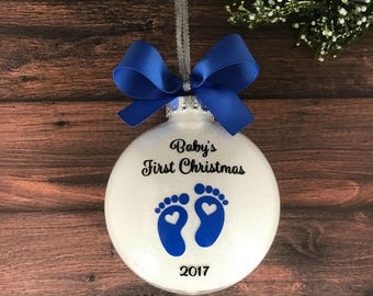Personalized Baby Ornament, Baby Christmas Ornament, Babys First Christmas, Personalized New Baby Boy Gift, Baby Gift, Newborn Boy Baby Feet