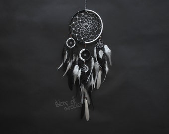 Dream catcher Dreamcatcher American mascots Indian talisman Protective amulet Black & White color Yin Yang Boho Home Decor