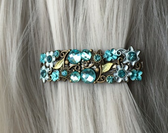 Gift-For-Her Hair Accessories for Women Clip - Jeweled Hair Clip Thin Hair Clip - Blue Hair Clip - Jeweled Hair Barrette - Gift For Women