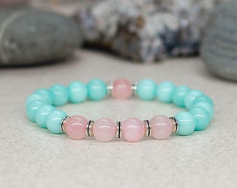 Gift-for-girlfriend gift mom Gemstone bracelet Healing crystal bracelet Birthstone bracelet Turquoise jewelry Mint bracelet Simple bracelet